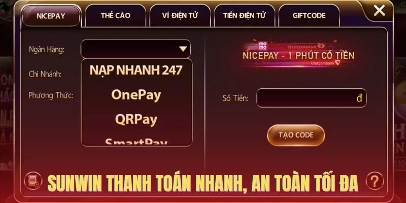 Sunwin thanh toán nhanh, an toàn tối đa